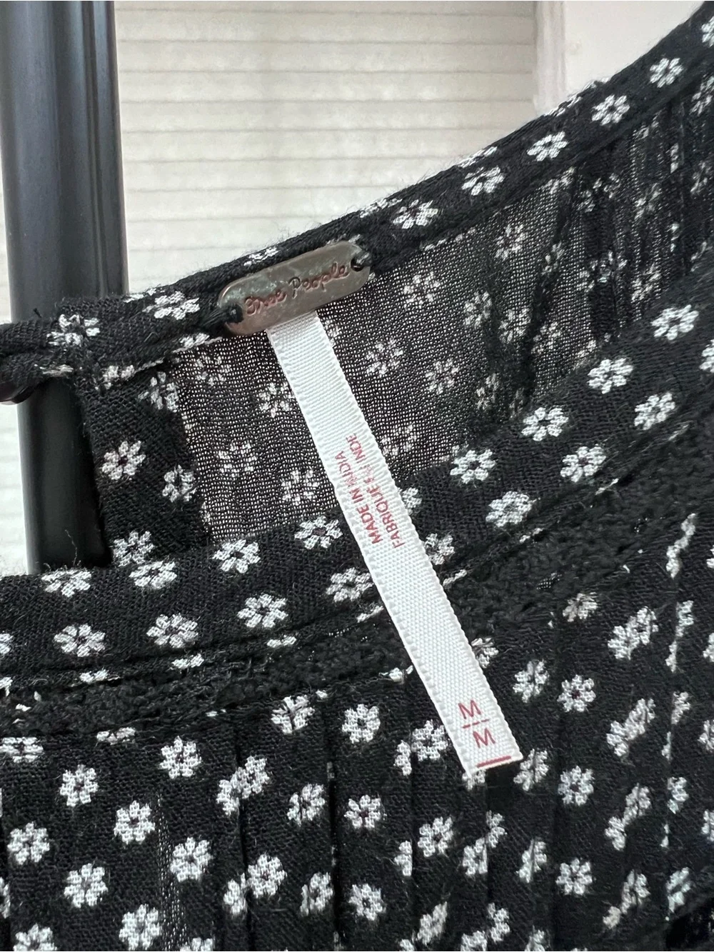 Free People Black & White Floral Lace Trim Tiered Mini Dress - Picture 2 of 7
